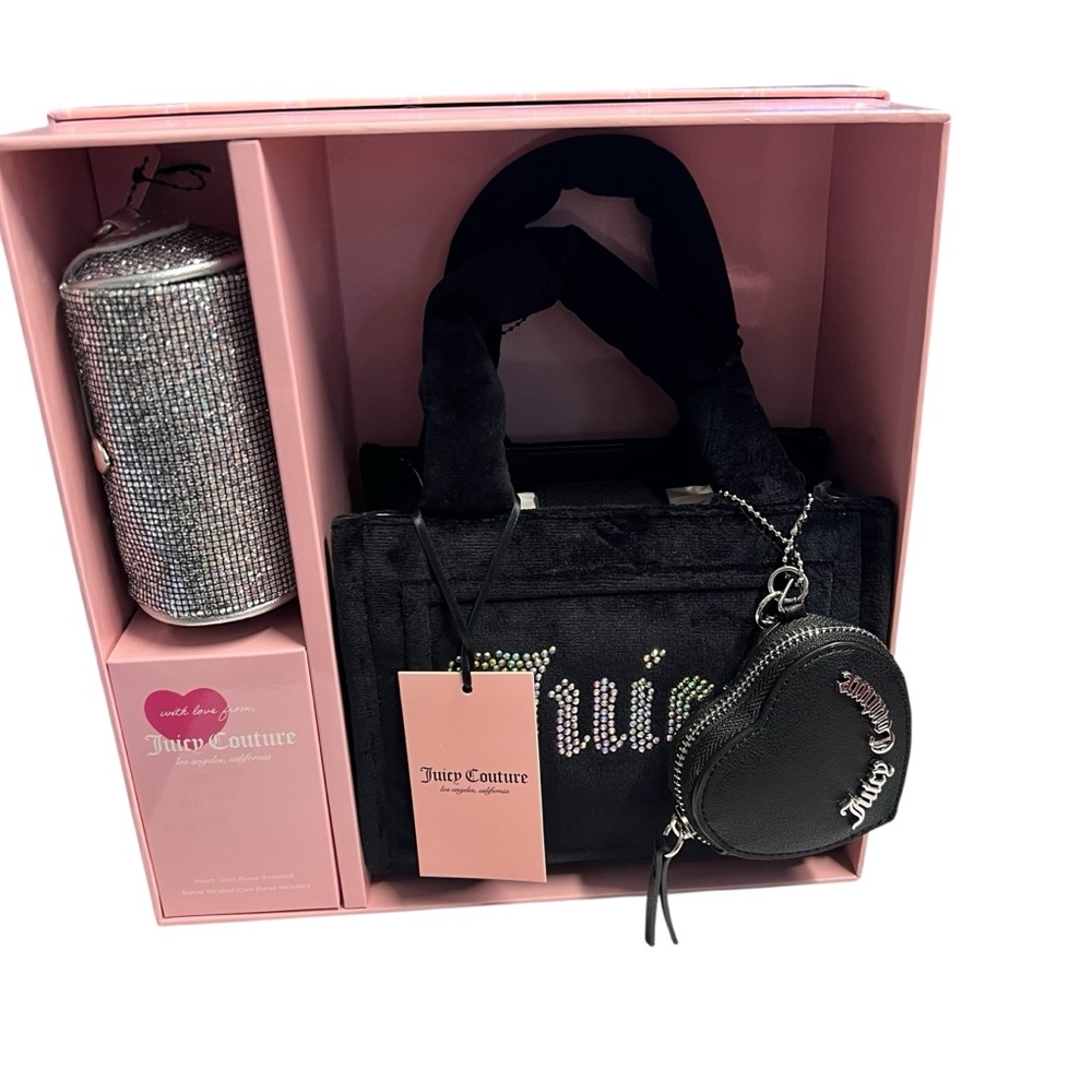 Juicy Couture 3pc Set Black Tote Bag Collection